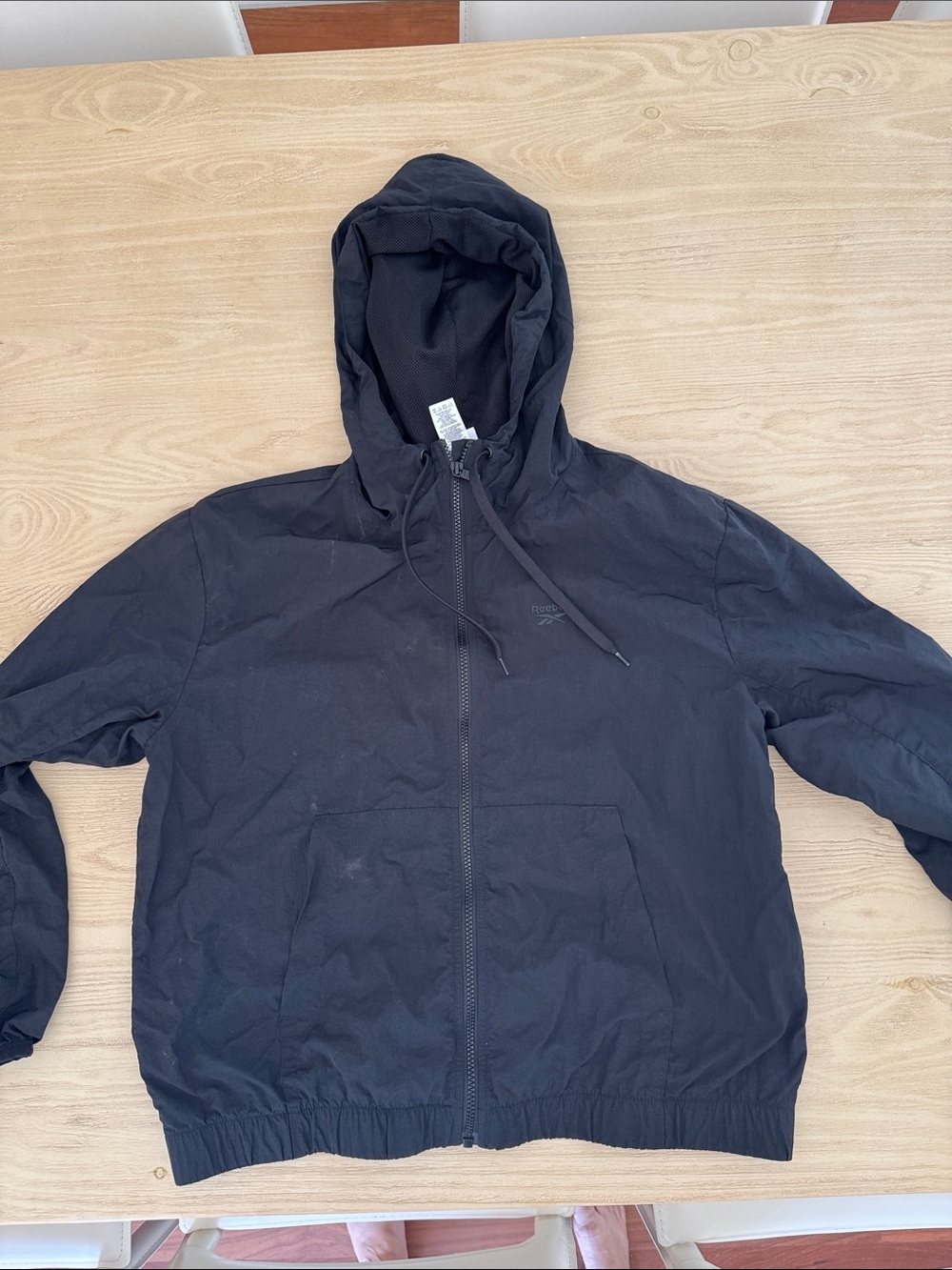 Reebok Black Hooded Windbreaker Jacket- Women’s large